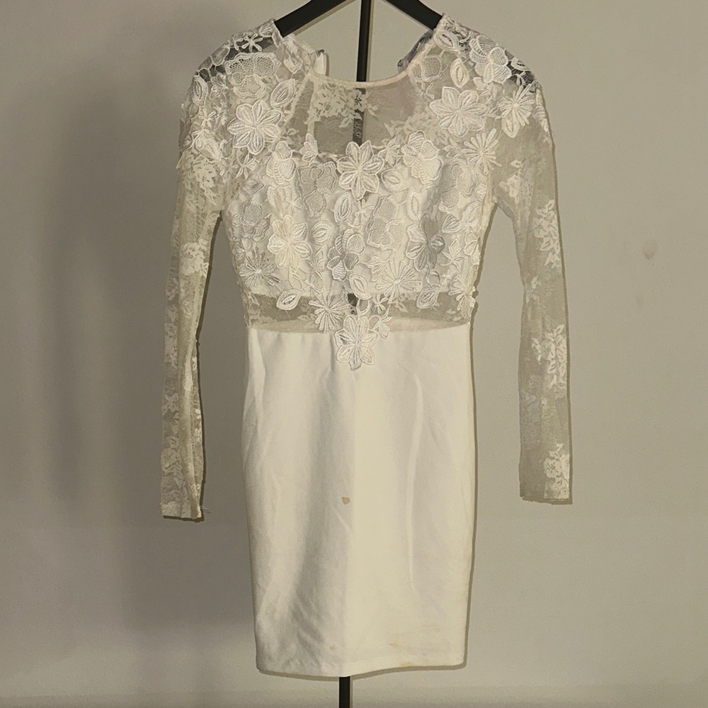 Fashion Nova White Floral Lace Dress